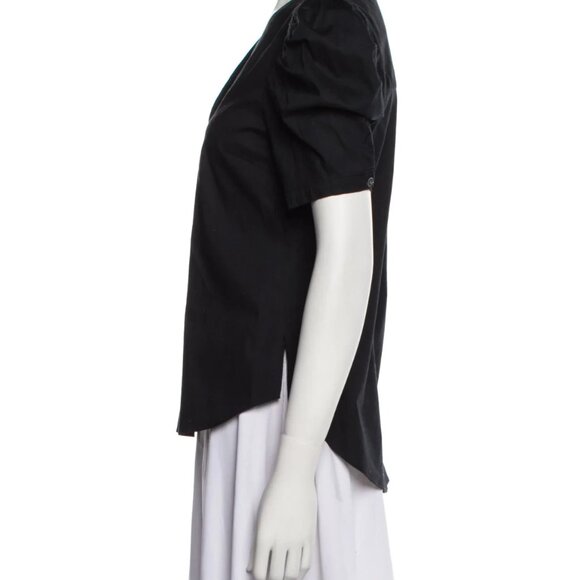 Veronica Beard V-Neck Short Sleeve Button Up Shirt, Size S, Black - Picture 7 of 7